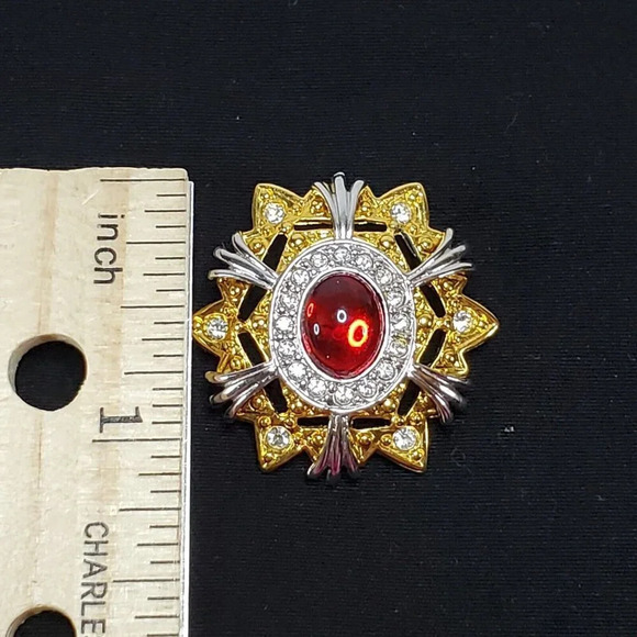 VTG Shakira Caine Rare Gold & Rhodium Plated Maltese Burst Pendant Choker - Picture 2 of 8